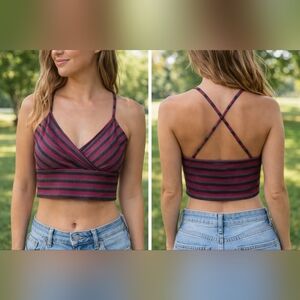 Stylish Pink and Gray Striped Camisole